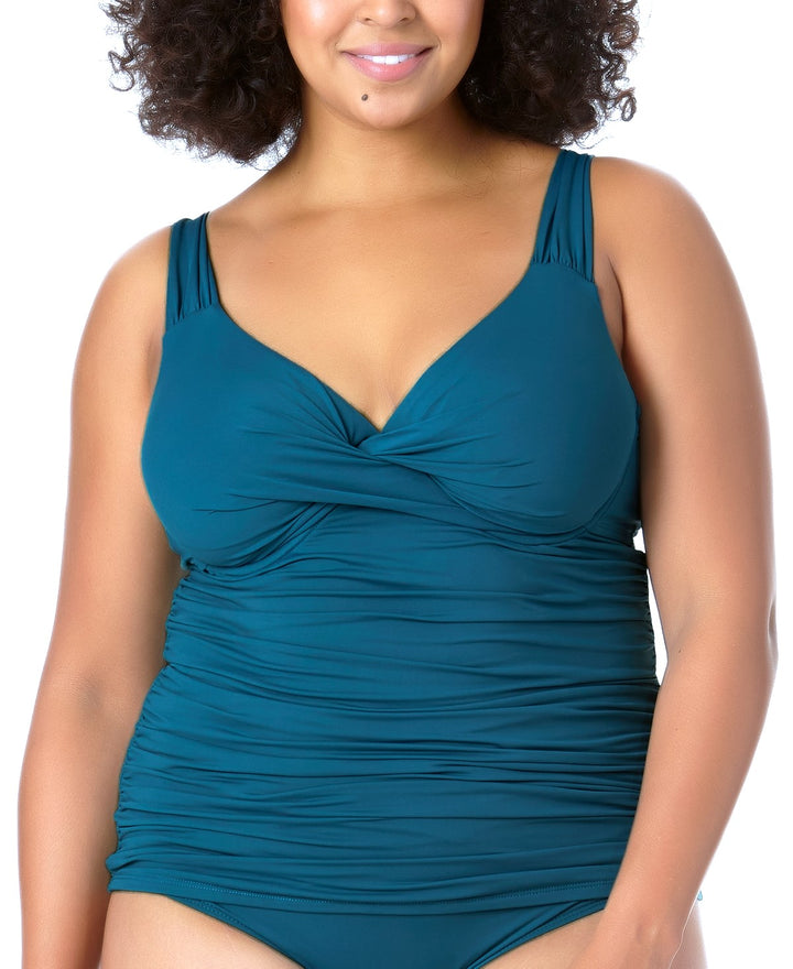 Anne Cole Twist-Front Underwire Tankini Top