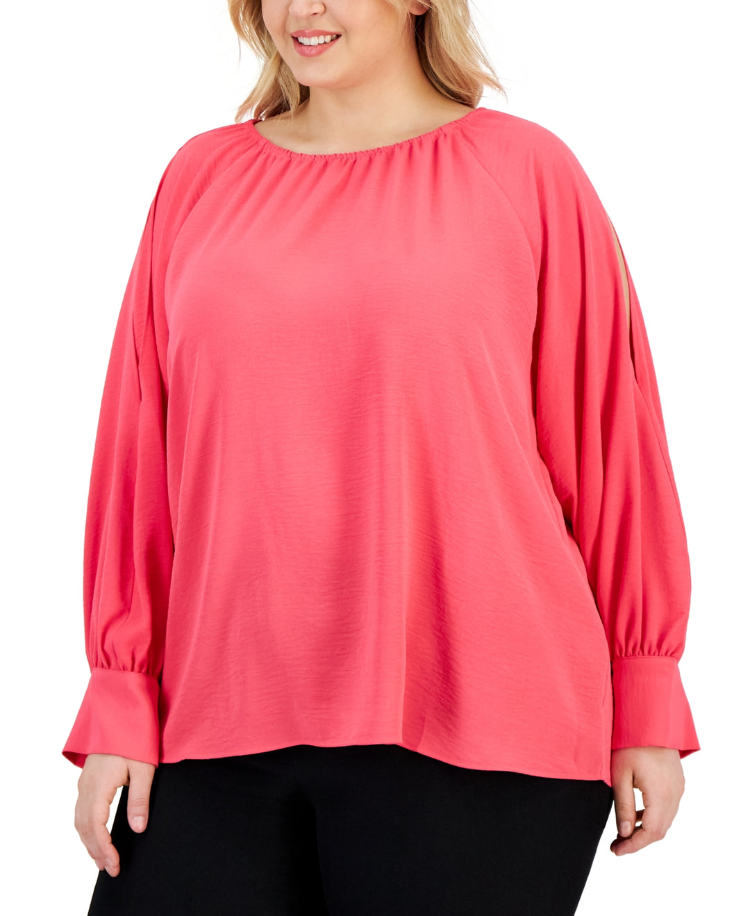 Calvin Klein Textured Cold-Shoulder Blouse