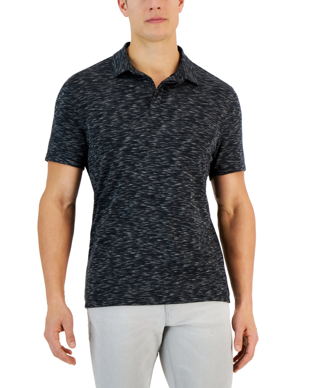 Alfani MEN Alfatech Short Sleeve Marled Polo Shirt