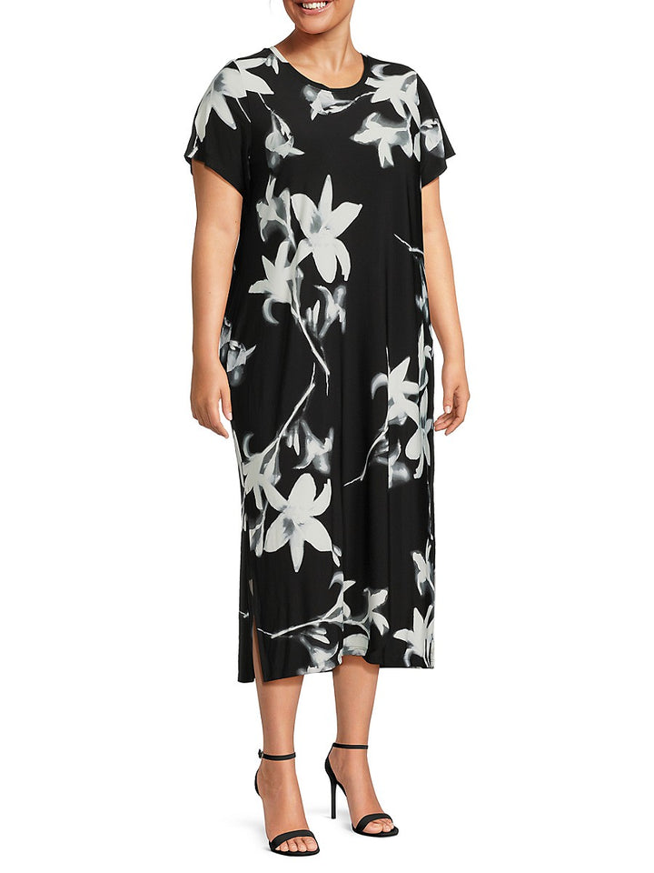 Calvin Klein Floral Print T Shirt Dress