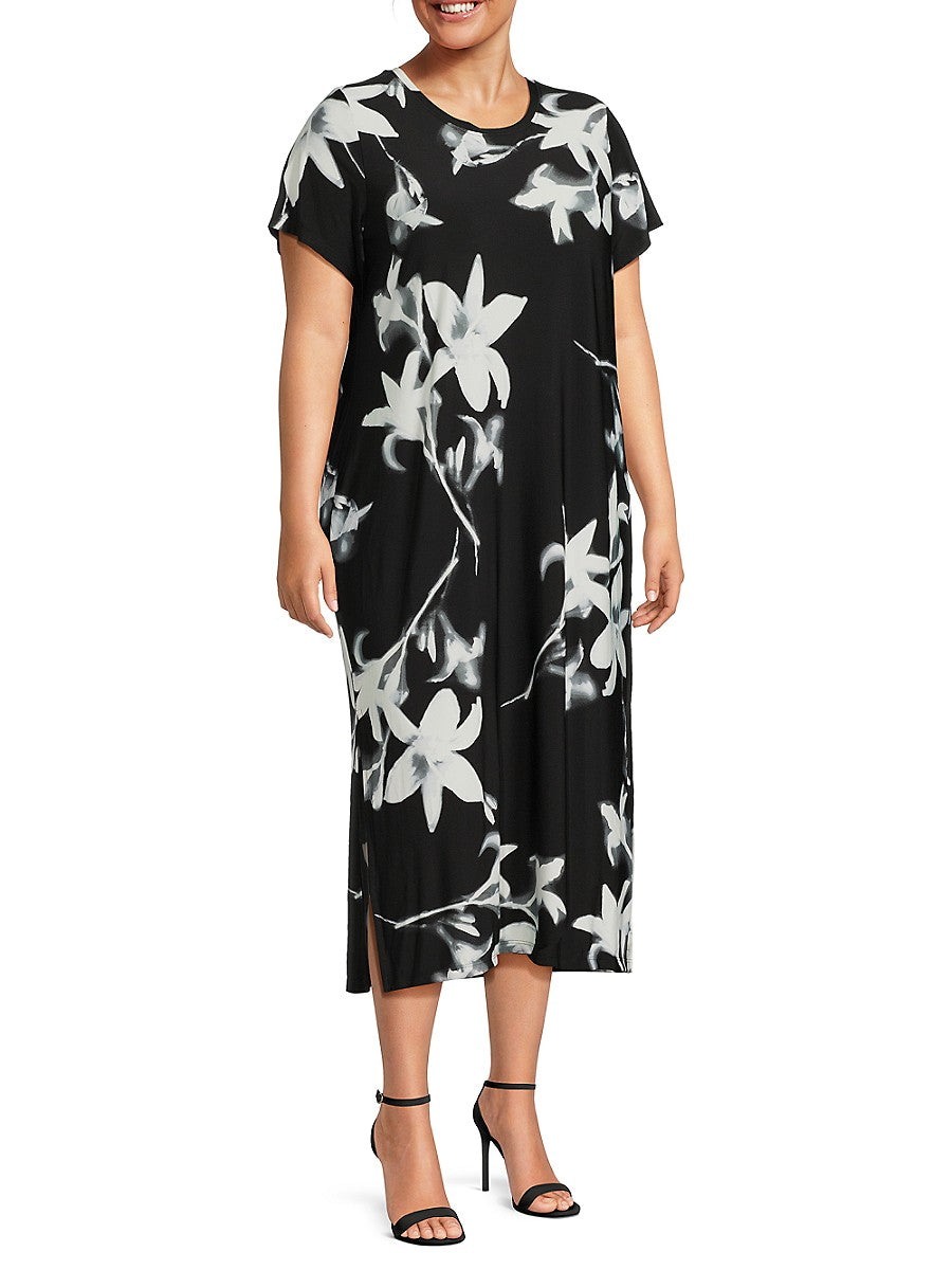 Calvin Klein Floral Print T Shirt Dress