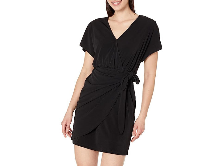 MICHAEL KORS Solid Tie Faux Wrap Dress