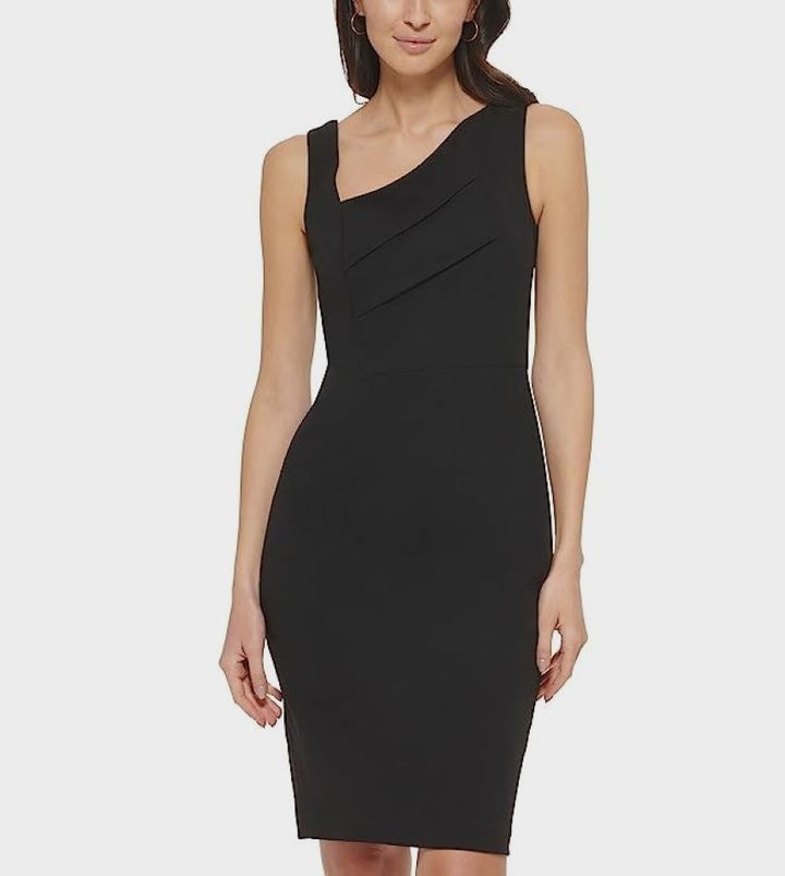 Calvin Klein Asymmetrical-Neck Sheath Dress