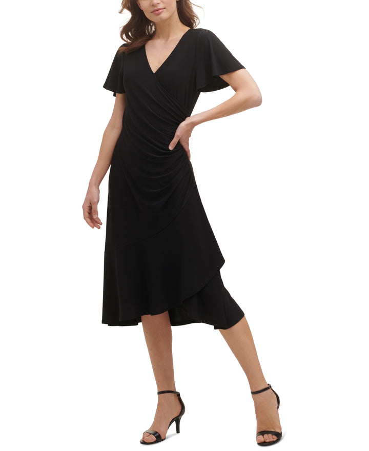 Kensie Faux Wrap Jersey Dress