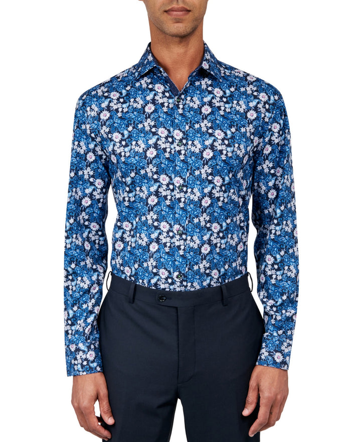 Society Of Threads MEN Regular Fit Non-Iron Floral-Print Dress Shirt