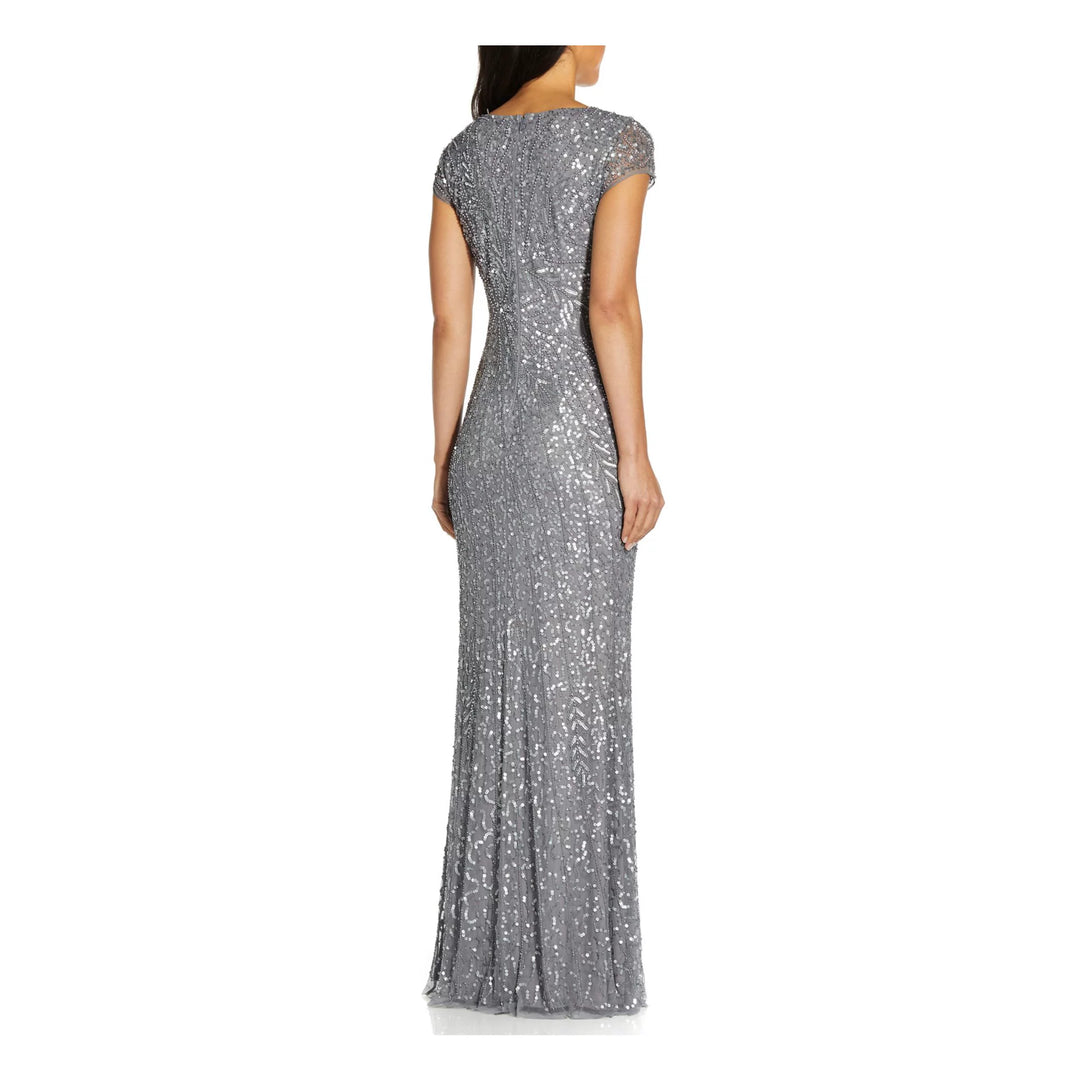 Adrianna Papell Beaded V-Neck Mermaid Gown