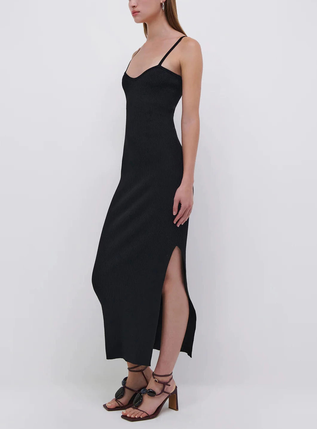 Jonathan Simkhai Emi Ribbed Slip Midi Dress DGFOutlet Jonathan Simkhai Emi Ribbed Slip Midi Dress DGFOutlet