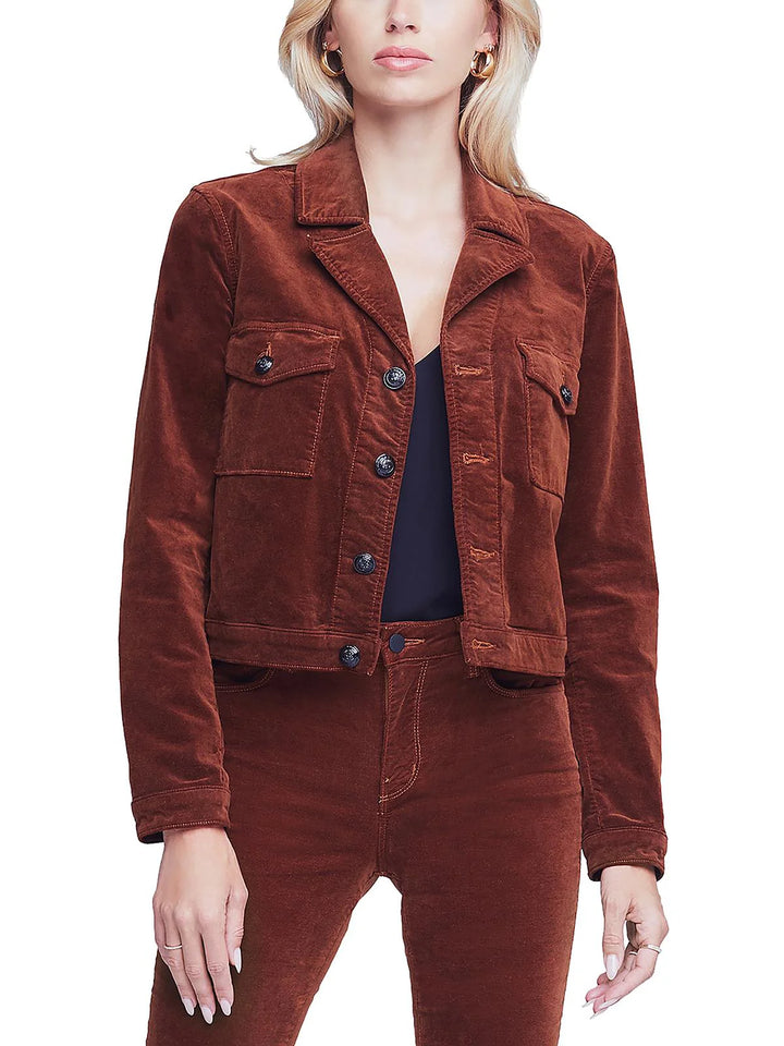 L'AGENCE Eisenhower Velvet Cropped Jacket