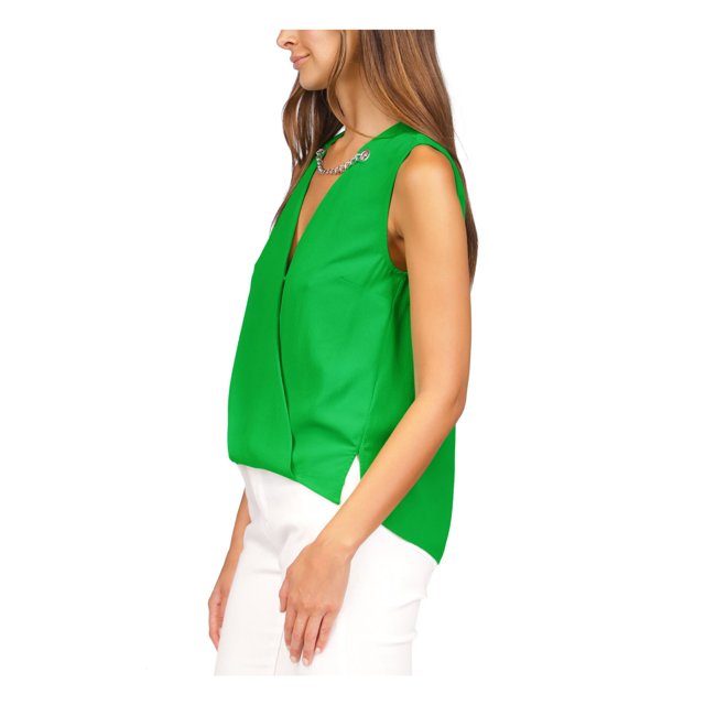 MICHAEL Michael Kors Crepe Chain Faux-Wrap Top