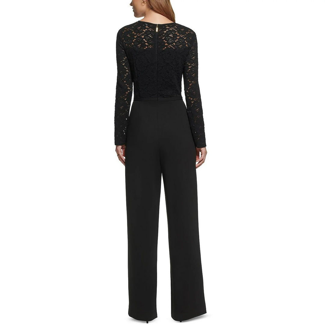 KARL LAGERFELD PARIS Lace-Bodice Bow-Neck Jumpsuit