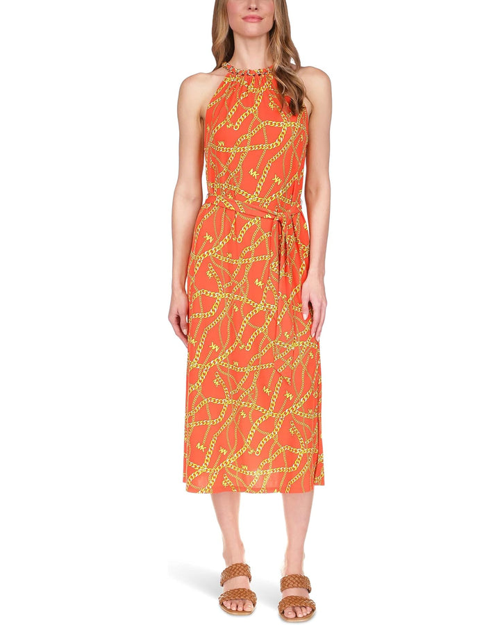 MICHAEL KORS Chain Neck Midi Dress