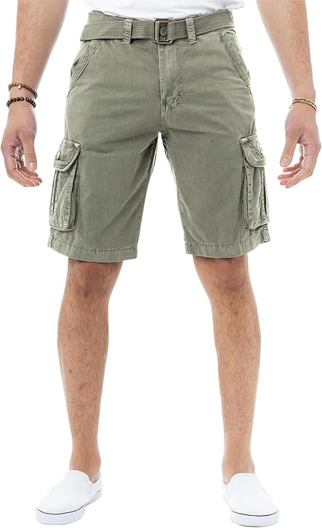 RAW X MEN Belted Cargo Shorts Relaxed Fit Casual Knee Length