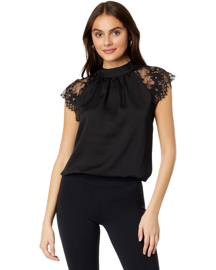 Vince Camuto Mock Neck Lace Sleeve Blouse