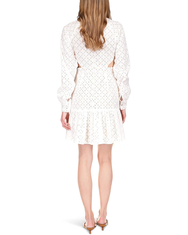 MICHAEL MICHAEL KORS Geo Eyelet Cutout Ruffled Dress