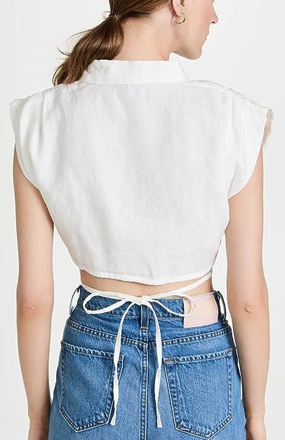 DL1961 Ines Tie Waist Crop Shirt