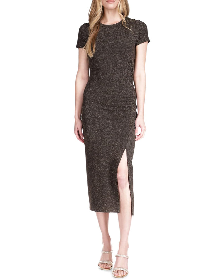 MICHAEL MICHAEL KORS Metallic Ruched Midi Dress