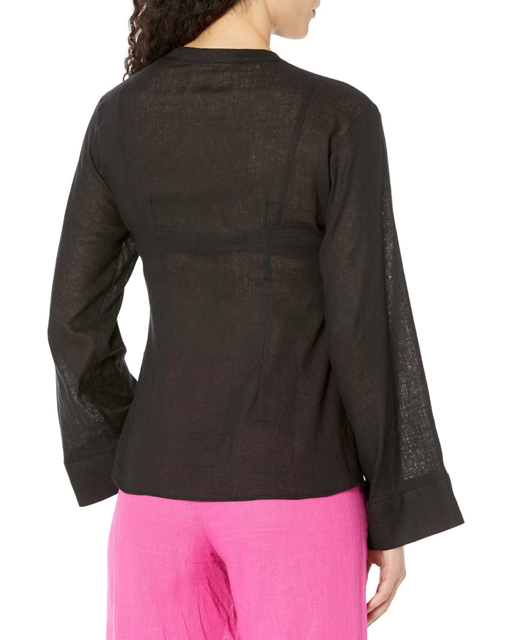 MICHAEL Michael Kors Solid Long Sleeve Tie Blouse