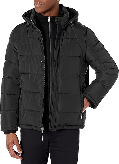 Calvin Klein Men's Core Puffer with Polar Fleece Bib Jacket