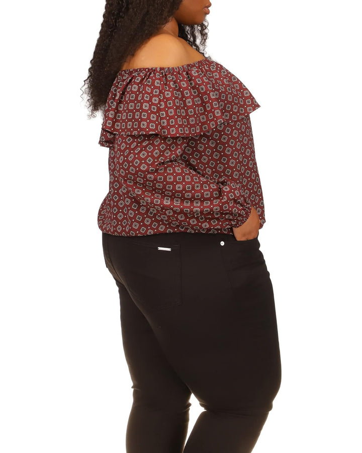 MICHAEL Michael Kors Plus Size Off Shoulder Peasant Top