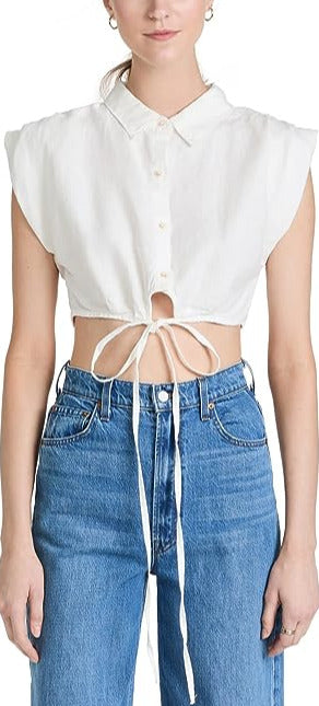 DL1961 Ines Tie Waist Crop Shirt