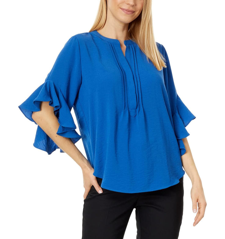 VINCE CAMUTO Split Neck Ruffle Sleeve Blouse