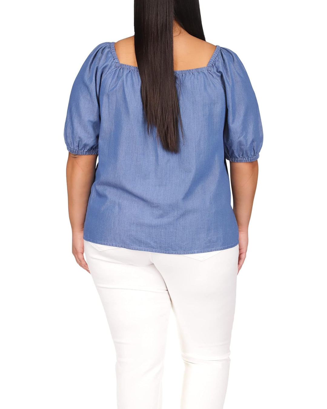 Michael Kors Chambray Square Neck Top