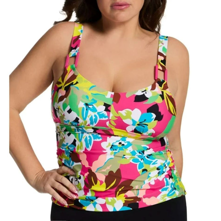 Anne Cole Plus Size O-Ring Printed Tankini Top