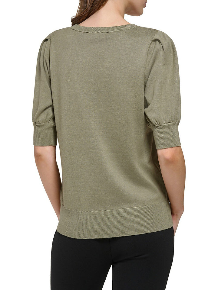 DKNY Square-Neck Puff-Sleeve Sweater