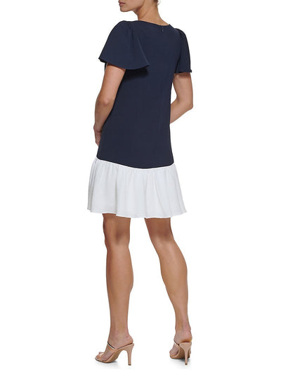 DKNY Petite Flutter-Sleeve Trapeze Dress