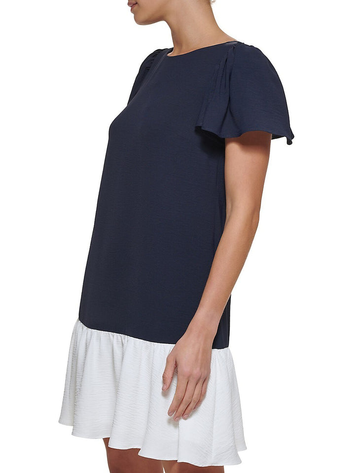 DKNY Petite Flutter-Sleeve Trapeze Dress