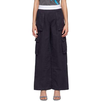 Alexander Wang Women's Logo Cargo Pant in Ripstop Cotton Black Ice