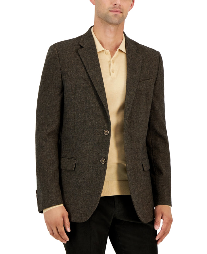 Nautica Men's Modern-Fit Solid Herringbone Tweed Sport Coat