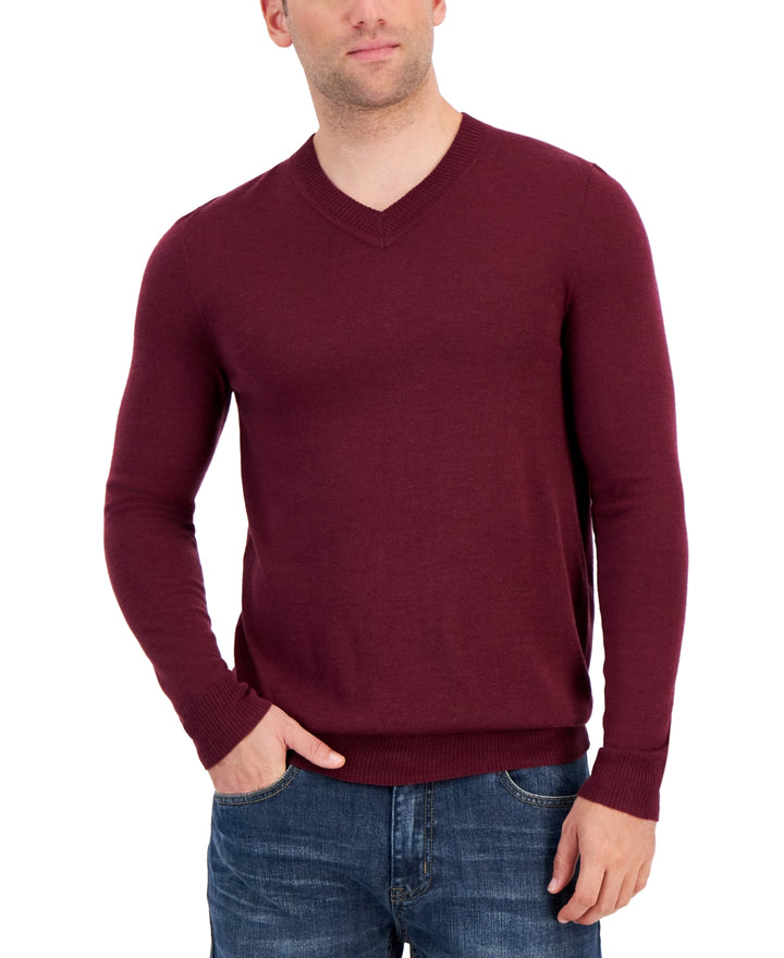 Alfani MEN Long-Sleeve V-Neck Merino Sweater