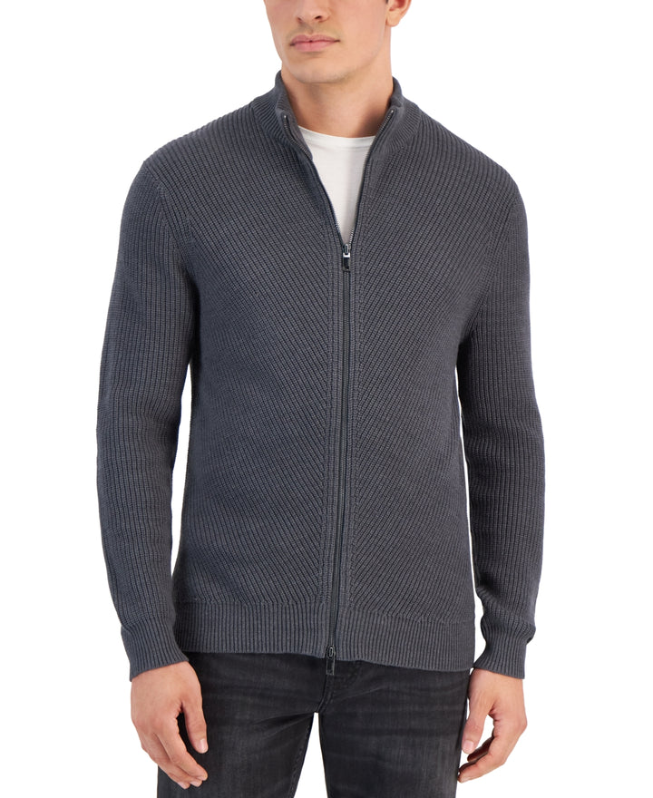 Alfani MEN Heavy Rib Zip-Front Sweater Jacket