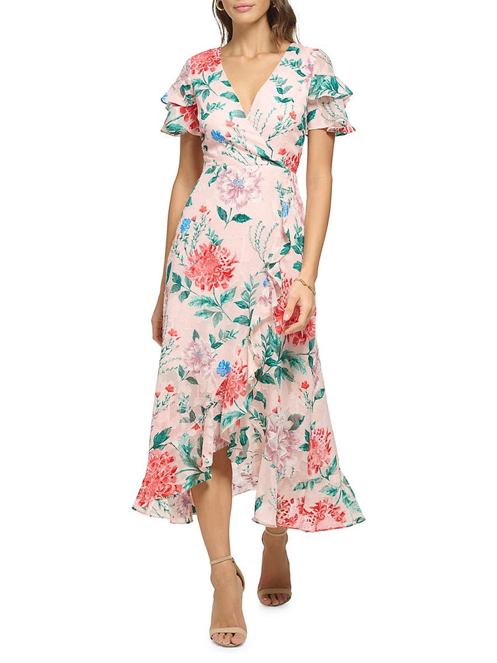 Kensie Floral Ruffle Midi Dress