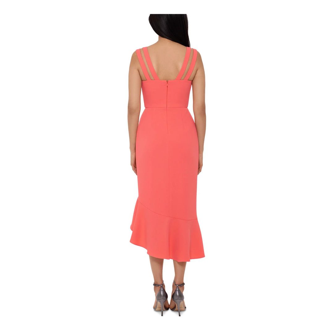 XSCAPE Double-Strap High-Low Midi Dress