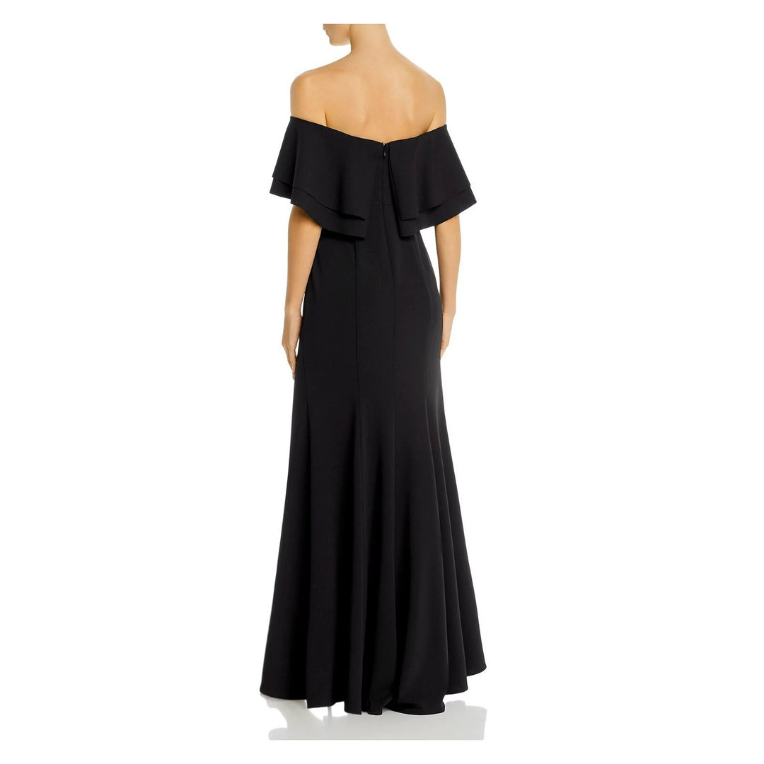 AQUA Off-the-Shoulder Scuba Crêpe Gown