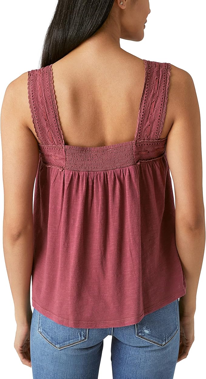 Lucky Brand Square Neck Lace Tank
