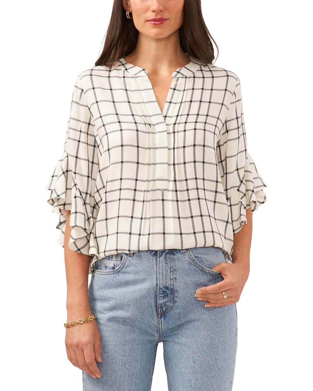 Vince Camuto Pin Tuck Ruffle Sleeve Blouse