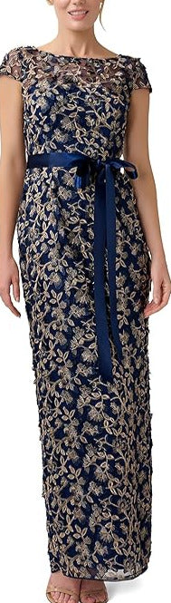 Adrianna Papell Floral Embroidered Column Dress