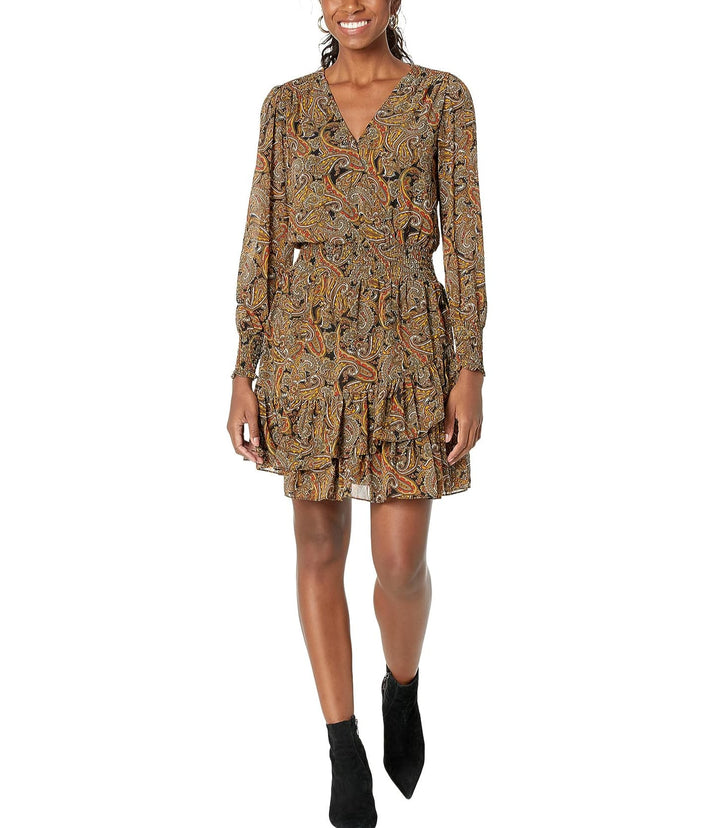 MICHAEL Michael Kors Paisley-Print Smocked-Waist Tiered Dress