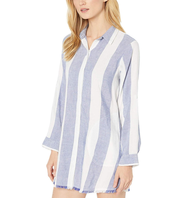 Tommy Bahama Rugby Beach Stripe Boyfriend Shirt Cover-Up