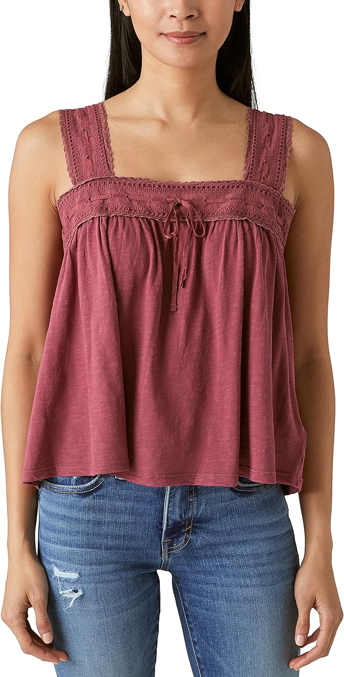 Lucky Brand Square Neck Lace Tank