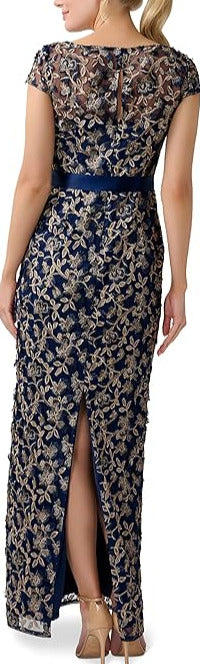 Adrianna Papell Floral Embroidered Column Dress
