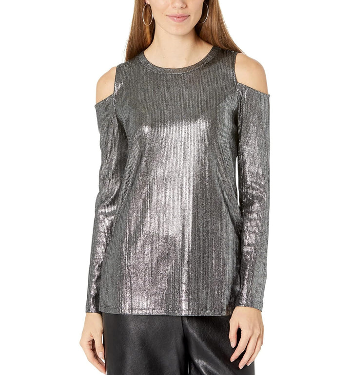 MICHAELKORS Metallic Cold-Shoulder Top
