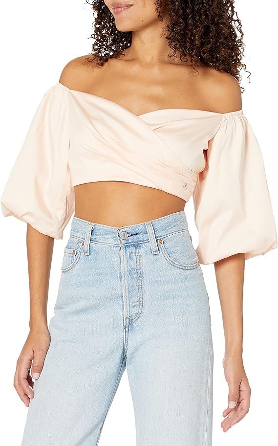 GUESS Off-the-Shoulder Cropped Blouse