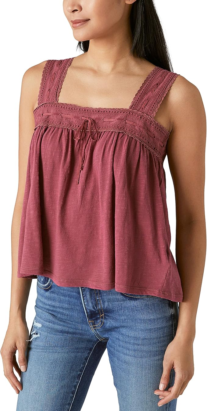 Lucky Brand Square Neck Lace Tank