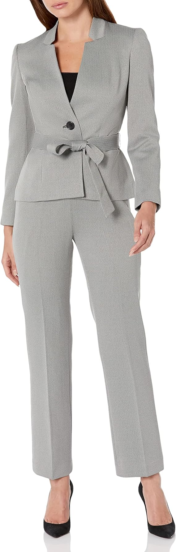 LE SUIT Petite Mini Herringbone Pantsuit