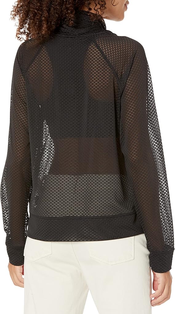 DKNY Honeycomb Mesh Funnel-Neck Pullover Top