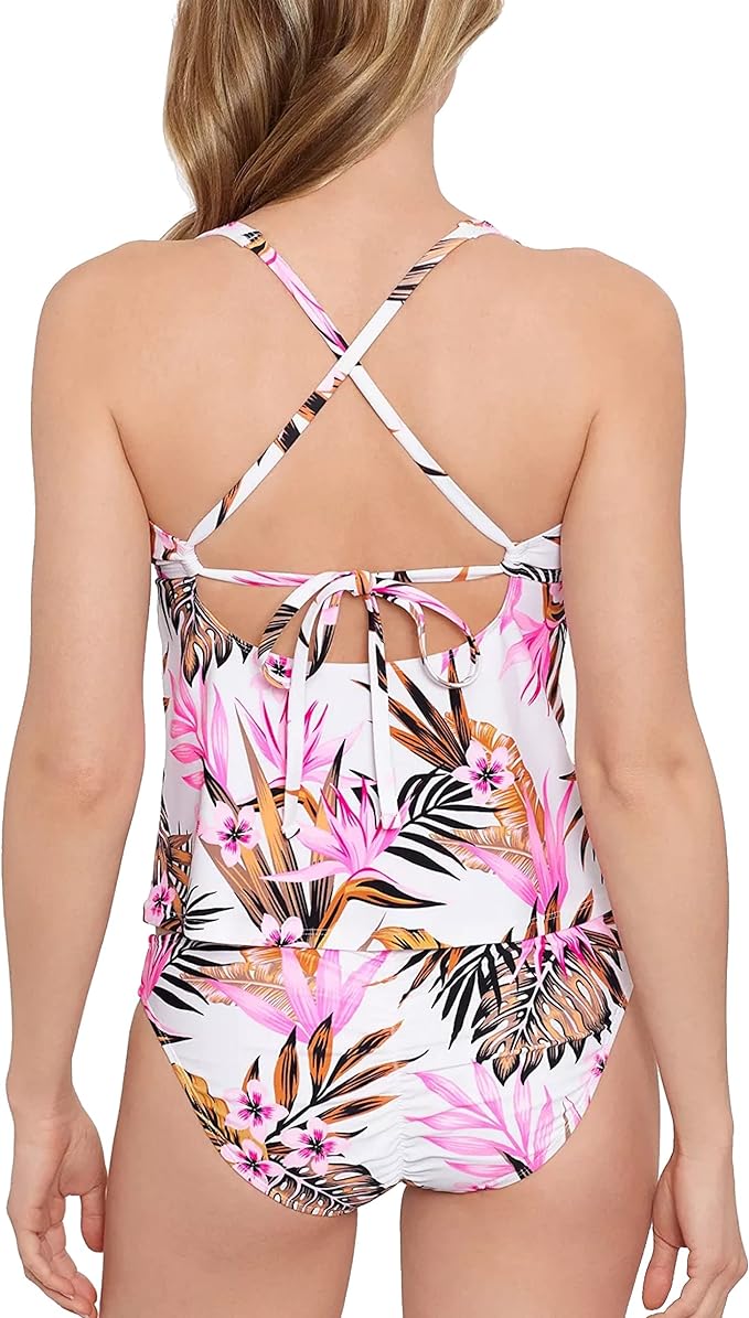 Salt + Cove Tropic Time Printed V-Wire Tankini Top